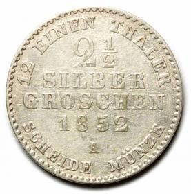 Obrazek 2 dla: 2 1/2 silber groschen 1852 Fryderyk Wilhelm IV Niemcy Berlin