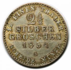 Obrazek 2 dla: 2 1/2 silber groschen 1854 Fryderyk Wilhelm IV Niemcy Berlin