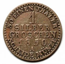 Obrazek 2 dla: 1 grosz srebrny 1850 Fryderyk Wilhelm IV Niemcy Berlin