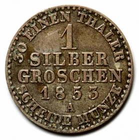Obrazek 2 dla: 1 silber groschen 1853 Fryderyk Wilhelm IV Niemcy Berlin