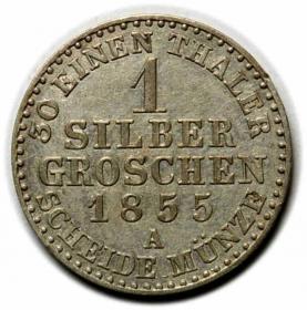 Obrazek 2 dla: 1 silber groschen 1855 Fryderyk Wilhelm IV Niemcy Berlin