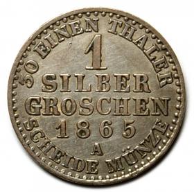 Obrazek 2 dla: 1 silber groschen 1865 Wilhelm I Hohenzollern Niemcy Berlin