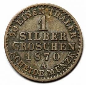 Obrazek 2 dla: 1 silber groschen 1870 Wilhelm I Hohenzollern Niemcy Berlin