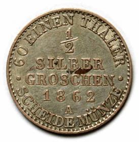Obrazek 2 dla: 1/2 grosza srebrnego 1862 Wilhelm I Hohenzollern Prusy Berlin