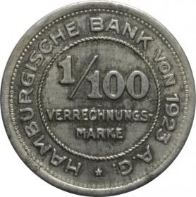Obrazek dla: 1/100 verrechnungsmarke 1923 Hamburg