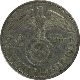 Obrazek 2 dla: 2 marki 1937 E Paul von Hindenburg Niemcy Muldenhutten