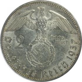 Obrazek 2 dla: 2 marki 1937 E Paul von Hindenburg Niemcy Muldenhutten