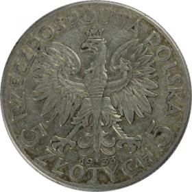 Obrazek 2 dla: 5 złotych 1933 Głowa Kobiety II RP Warszawa