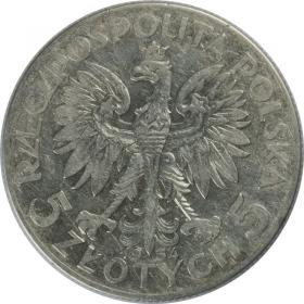Obrazek 2 dla: 5 złotych 1934 Głowa Kobiety II RP Warszawa