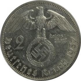 Obrazek 2 dla: 2 marki 1937 D Paul von Hindenburg Monachium Niemcy