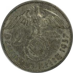 Obrazek 2 dla: 2 marki 1937 E Paul von Hindenburg Muldenhutten Niemcy