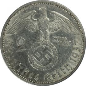 Obrazek 2 dla: 2 marki 1937 E Paul von Hindenburg Muldenhutten Niemcy