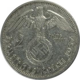Obrazek 2 dla: 2 marki 1937 F Paul von Hindenburg Niemcy Stuttgart