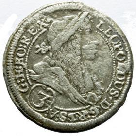 Obrazek dla: 3 krajcary 1697 Leopold I Habsburg Austria Graz
