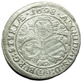 Obrazek 2 dla: 3 krajcary 1698 Leopold I Habsburg Austria Graz