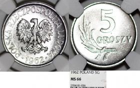 Obrazek dla: 5 groszy 1962 GRADING NGC