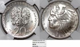 Obrazek dla: 20 zł 1975 Międzynarodowy Rok Kobiet GRADING NGC