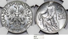 Obrazek dla: 5 złotych 1974 Rybak GRADING NGC