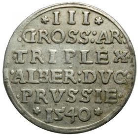 Obrazek 2 dla: Trojak 1540 Albrecht Hohenzollern Księstwo Pruskie Królewiec