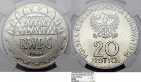 Obrazek dla: 20 złotych 1974 XXV lat RWPG próba GRADING NGC