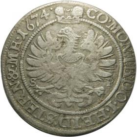 Obrazek 2 dla: 6 krajcarów 1674 Sylwiusz Fryderyk Witemberski Księstwo Ziębicko  Oleśnickie Oleśnica