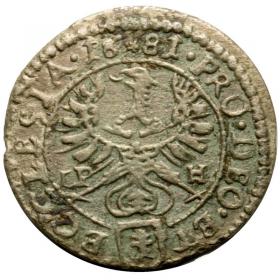 Obrazek 2 dla: 1 krajcar 1681 Fryderyk Heski Księstwo Nyskie Biskupów Wrocławskich Nysa