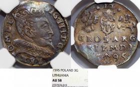 Obrazek dla: Trojak 1595 Zygmunt III Waza Wilno AU 58