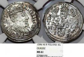 Obrazek dla: Trojak 1596 Zygmunt III Waza Olkusz MS 61
