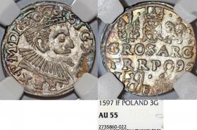 Obrazek dla: Trojak 1597 Zygmunt III Waza Lublin AU 55