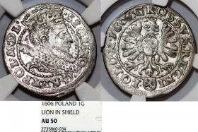 Obrazek dla: Grosz 1606 Zygmunt III Waza Kraków AU 50