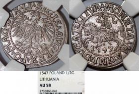 Obrazek dla: Półgrosz 1547 Zygmunt II August Wilno AU 58