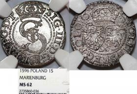 Obrazek dla: Szeląg 1596 Zygmunt III Waza Malbork MS 62