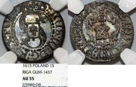Obrazek dla: Szeląg 1615 Zygmunt III Waza Ryga AU 55