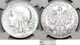 Obrazek dla: 10 złotych 1932 Głowa Kobiety Londyn srebro MS 62