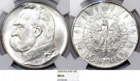 Obrazek dla: 10 złotych 1939 Józef Piłsudski srebro MS 63