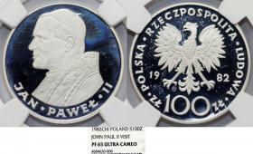 Obrazek dla: 100 złotych 1982 Jan Paweł II srebro PF 65