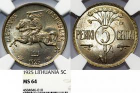 Obrazek dla: 5 centai 1925 Litwa MS 64