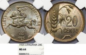 Obrazek dla: 20 centu 1925 Litwa MS 64