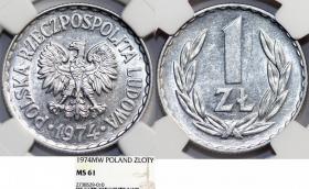 Obrazek dla: 1 złoty 1974 PRL NGC MS 61