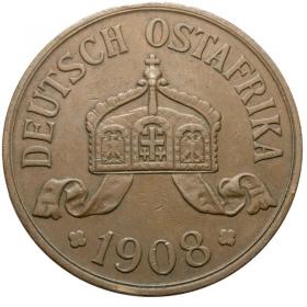 Obrazek 2 dla: 5 Heller 1908 J Afryka Wschodnia Niemcy Hamburg