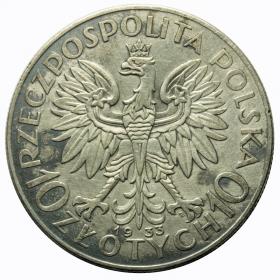 Obrazek 2 dla: 10 złotych 1933 Głowa Kobiety II RP Warszawa