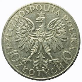 Obrazek 2 dla: 10 złotych 1933 Głowa Kobiety II RP Warszawa