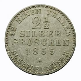 Obrazek 2 dla: 2 1/2 silber groschen 1855 Fryderyk Wilhelm IV Niemcy Berlin