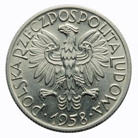 Obrazek 2 dla: 5 złotych 1958 Rybak PRL Warszawa