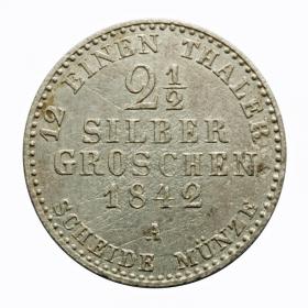 Obrazek 2 dla: 2 1/2 silber groschen 1842 Fryderyk Wilhelm III Niemcy Berlin