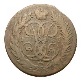 Obrazek 2 dla: 2 kopiejki 1758 Elżbieta Romanow Rosja