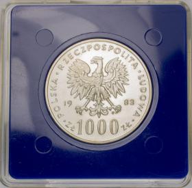 Obrazek 2 dla: 1000 zł 1983 Jan Paweł II srebro