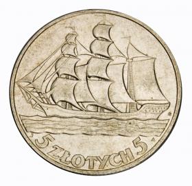 Obrazek dla: 5 złotych 1936 Żaglowiec