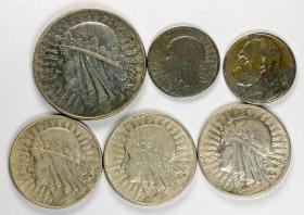 Obrazek dla: Głowa Kobiety Józef Piłsudski zestaw 6 monet srebro