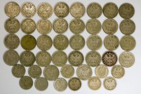 Obrazek 2 dla: 5 i 10 fenigów 1875  1914 zestaw 45 monet Niemcy